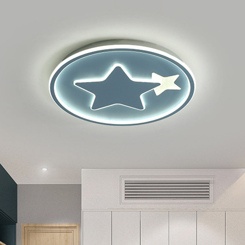 Star Bedroom Ceiling Light Fixture Acrylic LED Cartoon Close to Ceiling Lamp in Black/Pink/Blue Blue Clearhalo 'Ceiling Lights' 'Close To Ceiling Lights' 'Close to ceiling' 'Flush mount' Lighting' 1651274