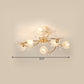 6-Head Bedroom Semi Flush Light Fixture Minimalism Gold Ceiling Lighting with Bloom Clear Crystal Shade Clearhalo 'Ceiling Lights' 'Close To Ceiling Lights' 'Close to ceiling' 'Semi-flushmount' Lighting' 1651285