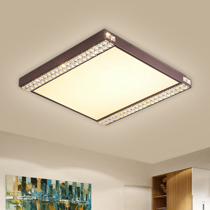 Metallic Square Ceiling Mounted Light Contemporary LED Flushmount Lighting with Crystal Bead Deco in Gold/Coffee - Clearhalo - 'Ceiling Lights' - 'Close To Ceiling Lights' - 'Close to ceiling' - 'Flush mount' - Lighting' - 1651305