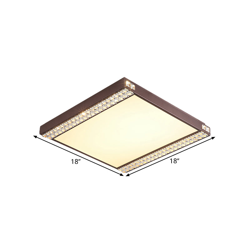 Metallic Square Ceiling Mounted Light Contemporary LED Flushmount Lighting with Crystal Bead Deco in Gold/Coffee - Clearhalo - 'Ceiling Lights' - 'Close To Ceiling Lights' - 'Close to ceiling' - 'Flush mount' - Lighting' - 1651307
