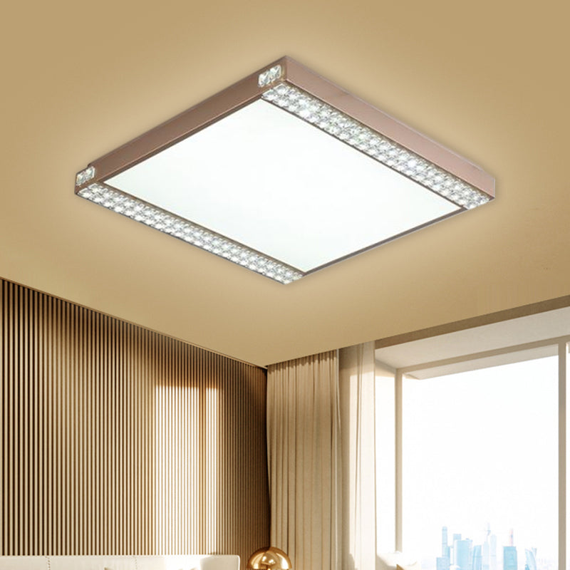Metallic Square Ceiling Mounted Light Contemporary LED Flushmount Lighting with Crystal Bead Deco in Gold/Coffee - Clearhalo - 'Ceiling Lights' - 'Close To Ceiling Lights' - 'Close to ceiling' - 'Flush mount' - Lighting' - 1651309
