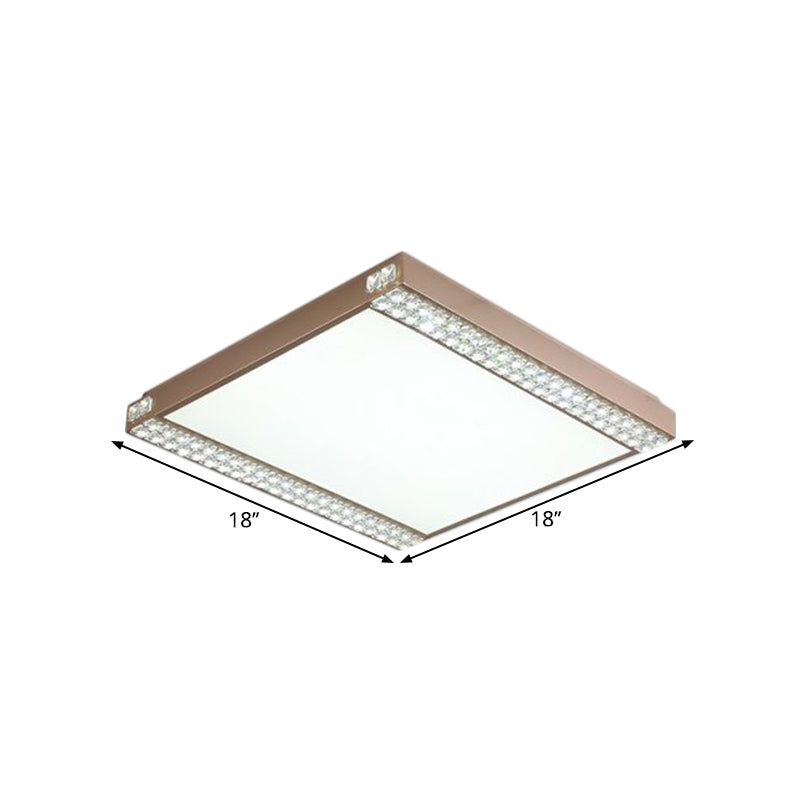 Metallic Square Ceiling Mounted Light Contemporary LED Flushmount Lighting with Crystal Bead Deco in Gold/Coffee - Clearhalo - 'Ceiling Lights' - 'Close To Ceiling Lights' - 'Close to ceiling' - 'Flush mount' - Lighting' - 1651312