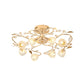 Prismatic Crystal Floral Ceiling Light Contemporary 8 Bulbs Semi Flush Mount with Metal Leaf Design in Gold Clearhalo 'Ceiling Lights' 'Close To Ceiling Lights' 'Close to ceiling' 'Semi-flushmount' Lighting' 1651323