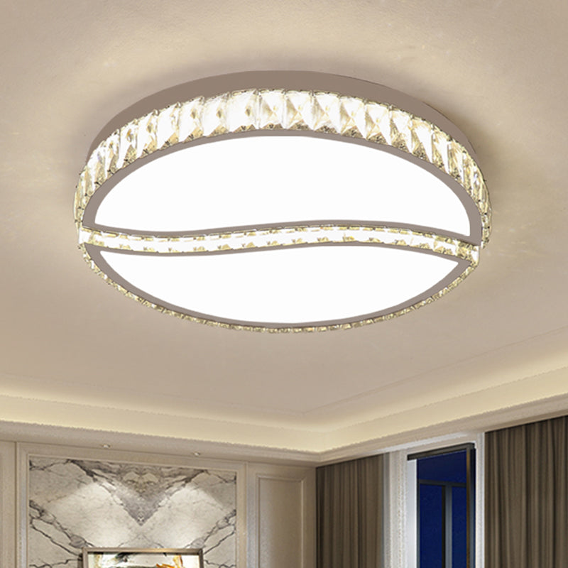 Circular Ceiling Mounted Fixture Contemporary Crystal Rectangle Drawing Room Flushmount in Chrome, Warm/White Light - Chrome - Clearhalo - 'Ceiling Lights' - 'Close To Ceiling Lights' - 'Close to ceiling' - 'Flush mount' - Lighting' - 1651325