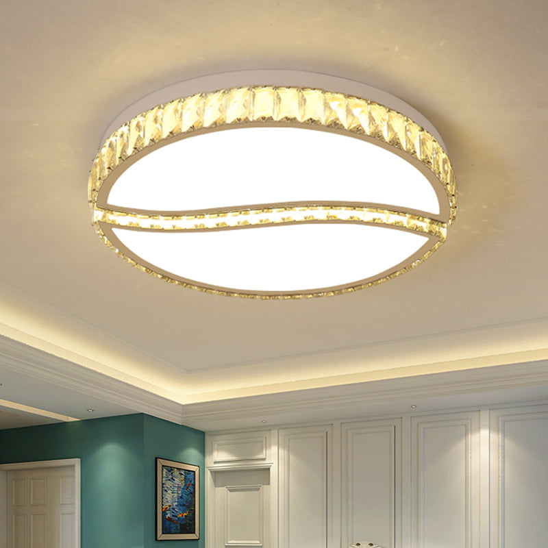 Circular Ceiling Mounted Fixture Contemporary Crystal Rectangle Drawing Room Flushmount in Chrome, Warm/White Light - Clearhalo - 'Ceiling Lights' - 'Close To Ceiling Lights' - 'Close to ceiling' - 'Flush mount' - Lighting' - 1651326