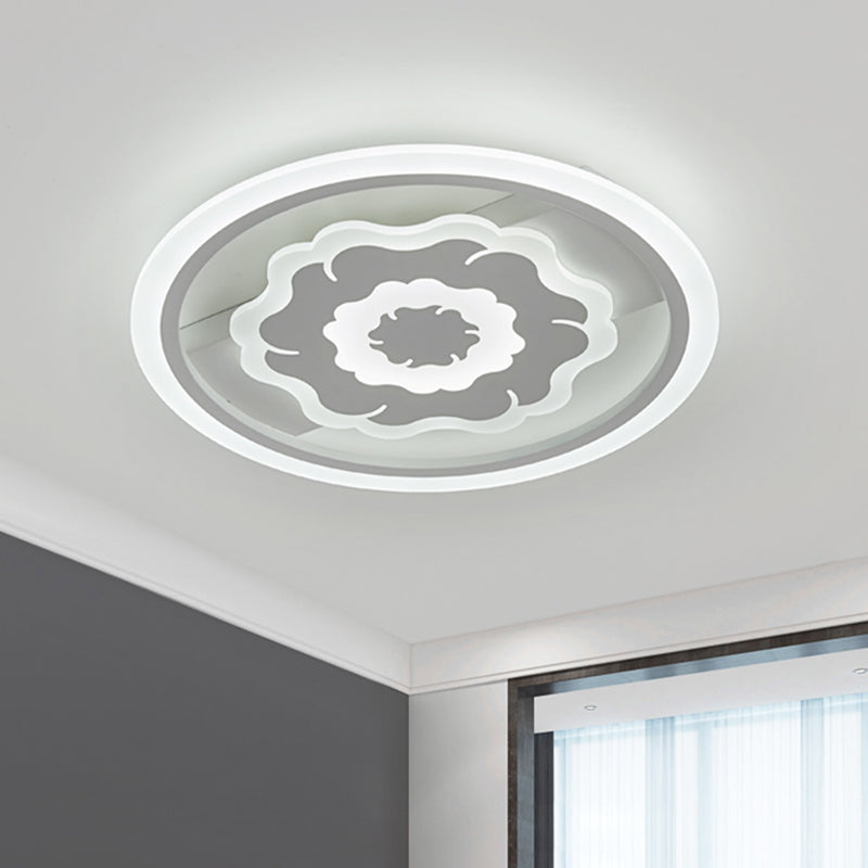 Acrylic Floral Ceiling Mount Modern LED White Flush Light Fixture in Warm/White Light for Bedroom White Clearhalo 'Ceiling Lights' 'Close To Ceiling Lights' 'Close to ceiling' 'Flush mount' Lighting' 1651345
