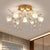 Blossom Great Room Semi Flush Mount Faceted Crystal 7 Heads Modernist Close to Ceiling Lighting in Gold Gold Clearhalo 'Ceiling Lights' 'Close To Ceiling Lights' 'Close to ceiling' 'Semi-flushmount' Lighting' 1651411