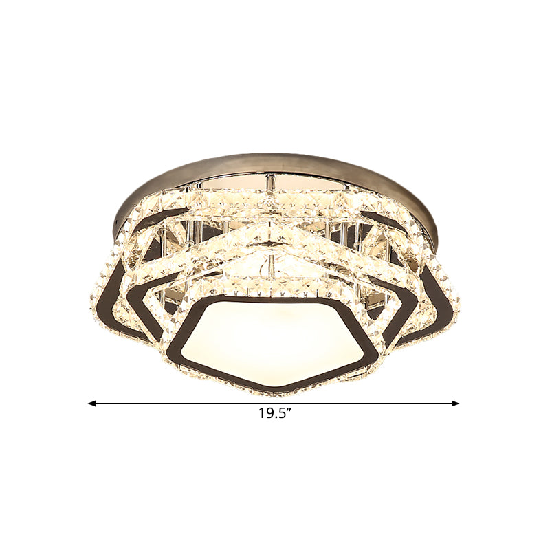 Star Beveled Crystal Ceiling Fixture Minimalism LED Chrome Semi Flush Mount in Warm/White Light Clearhalo 'Ceiling Lights' 'Close To Ceiling Lights' 'Close to ceiling' 'Semi-flushmount' Lighting' 1651460