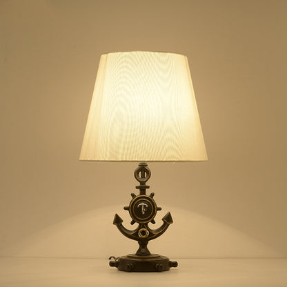 Modern Cone Desk Lamp Fabric 1 Head Study Room Reading Book Light with Clock Base in Black Black Clearhalo 'Lamps' 'Table Lamps' Lighting' 1651530