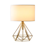 Fabric Drum Desk Light Modernist 1 Head Table Lamp with Geometric in Black/Gold Base for Study Room Clearhalo 'Lamps' 'Table Lamps' Lighting' 1651541