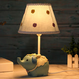 Cone Desk Light Kids Fabric 1 Head Blue Table Lamp with Flower Pattern and Elephant Base Clearhalo 'Lamps' 'Table Lamps' Lighting' 1651562