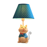 Pink/Blue Cone Reading Book Light Cartoon 1 Bulb Fabric Table Lamp with Spot Design and Cat Base Clearhalo 'Lamps' 'Table Lamps' Lighting' 1651567