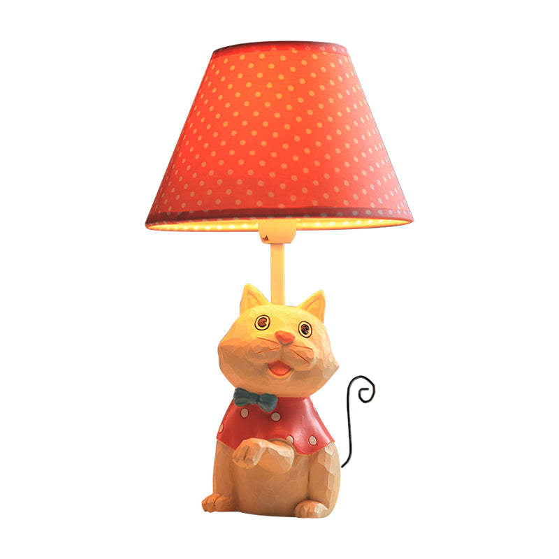 Pink/Blue Cone Reading Book Light Cartoon 1 Bulb Fabric Table Lamp with Spot Design and Cat Base Clearhalo 'Lamps' 'Table Lamps' Lighting' 1651572