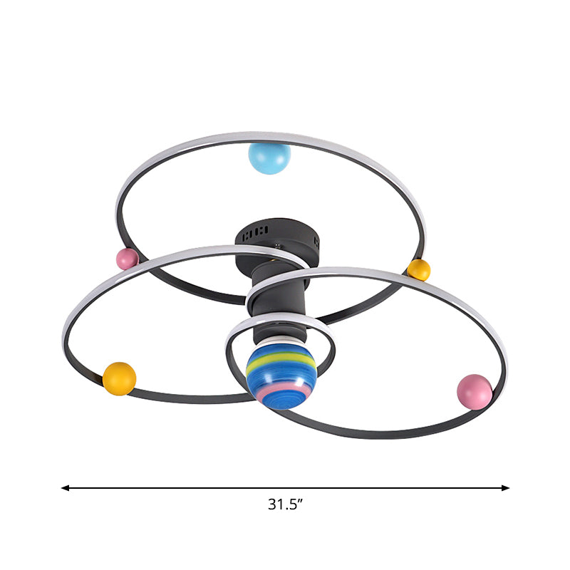 Grey Orbit Semi Mount Lighting Cartoon LED Acrylic Flush Ceiling Light with Round Canopy Clearhalo 'Ceiling Lights' 'Close To Ceiling Lights' 'Close to ceiling' 'Semi-flushmount' Lighting' 1651576