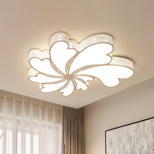 Flower Bedroom Flush Light Acrylic LED Modern Flush Mount Lamp with Iron Frame in White Clearhalo 'Ceiling Lights' 'Close To Ceiling Lights' 'Close to ceiling' 'Flush mount' Lighting' 1651578