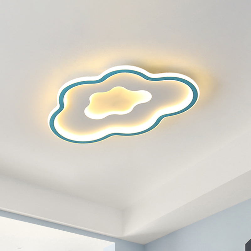 Cloud Kids Bedroom Flush Light Fixture Acrylic LED Cartoon Flush Mount Lighting in Pink/Blue - Blue - Clearhalo - 'Ceiling Lights' - 'Close To Ceiling Lights' - 'Close to ceiling' - 'Flush mount' - Lighting' - 1651581