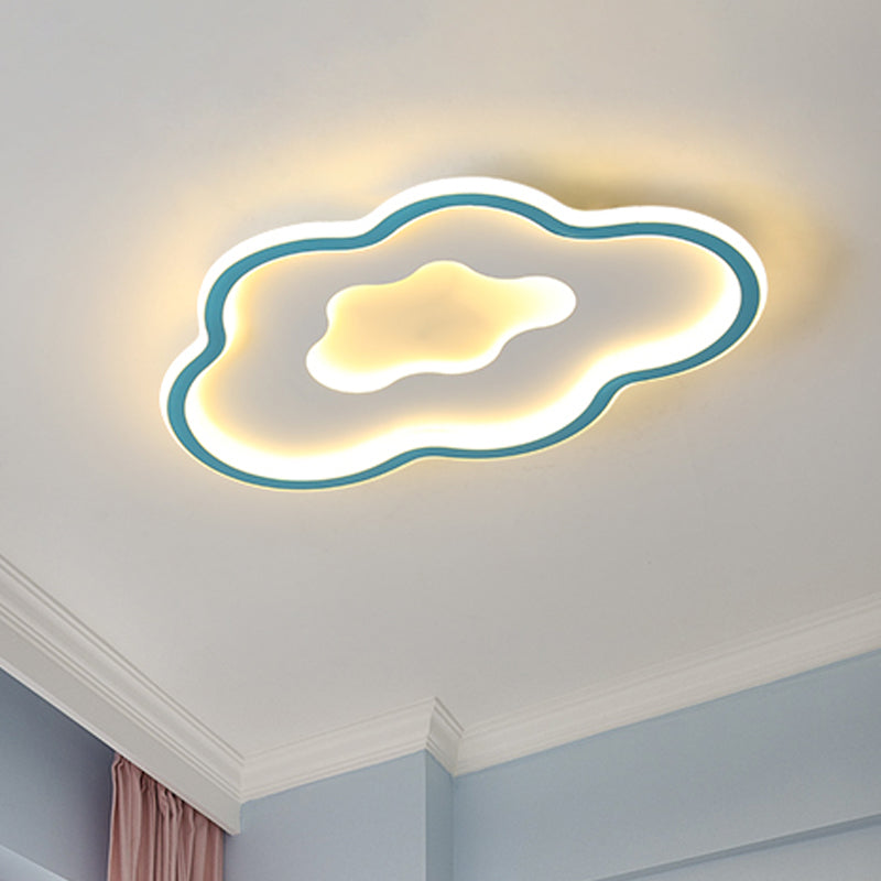 Cloud Kids Bedroom Flush Light Fixture Acrylic LED Cartoon Flush Mount Lighting in Pink/Blue - Clearhalo - 'Ceiling Lights' - 'Close To Ceiling Lights' - 'Close to ceiling' - 'Flush mount' - Lighting' - 1651582