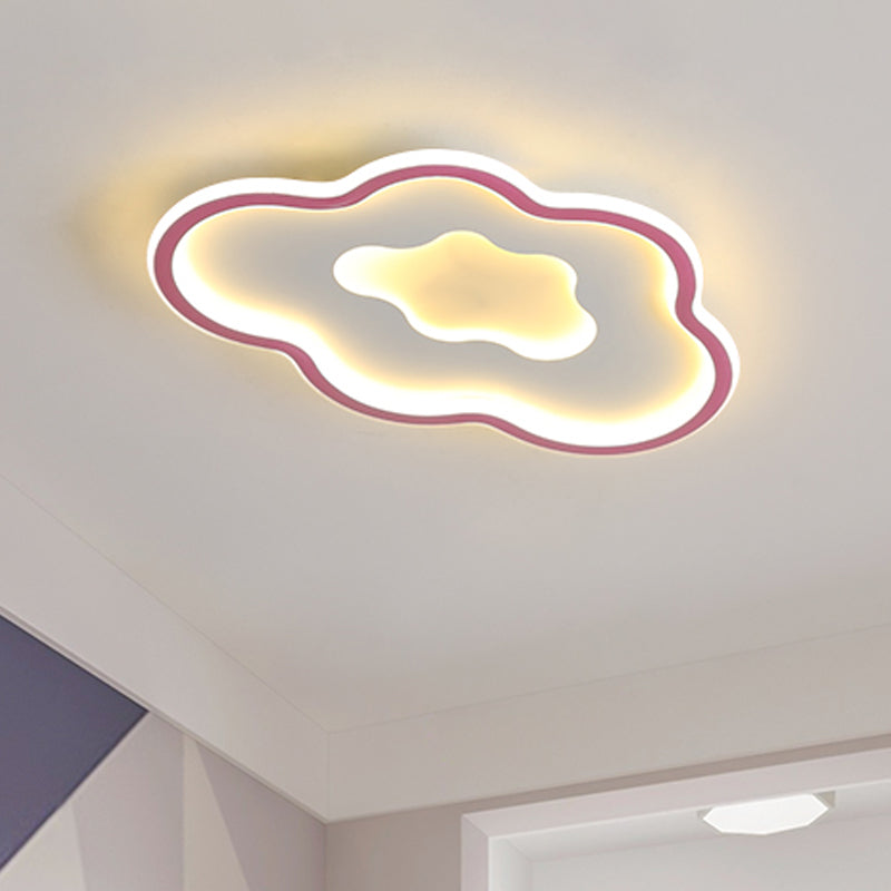 Cloud Kids Bedroom Flush Light Fixture Acrylic LED Cartoon Flush Mount Lighting in Pink/Blue - Pink - Clearhalo - 'Ceiling Lights' - 'Close To Ceiling Lights' - 'Close to ceiling' - 'Flush mount' - Lighting' - 1651585