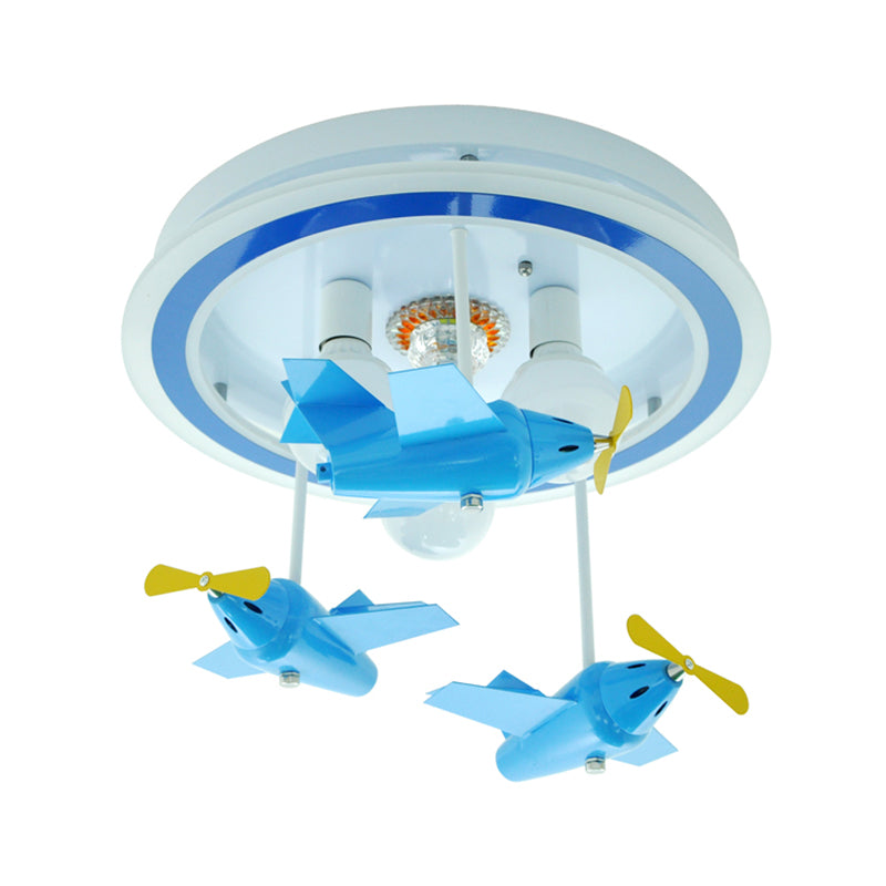 Blue Airplane Lighting Fixture with Bare Bulb Design Cartoon LED Metal Close to Ceiling Light - Clearhalo - 'Ceiling Lights' - 'Close To Ceiling Lights' - 'Close to ceiling' - 'Flush mount' - Lighting' - 1651603