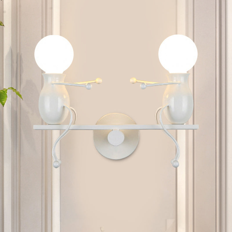 Black/White/Red Child-Like Wall Mount Lamp Kids 2 Heads Metal Wall Light Fixture with Seesaw Arm Clearhalo 'Wall Lamps & Sconces' 'Wall Lights' Lighting' 1651624