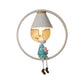Deer/Angel Girl Wall Light Cartoon Metal 1 Light Pink/Blue Wall Lighting with Conical Fabric Shade and Ring Clearhalo 'Wall Lamps & Sconces' 'Wall Lights' Lighting' 1651637