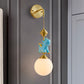 Kids Globe Wall Mount White Glass Single Head Bedroom Wall Mounted Lamp in Brass with Pink/Blue Unicorn Decor Blue Clearhalo 'Wall Lamps & Sconces' 'Wall Lights' Lighting' 1651652