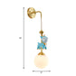 Opal Glass Global Wall Light Fixture Cartoon 1 Light Gold Wall Lamp with Blue Deer Decor Clearhalo 'Wall Lamps & Sconces' 'Wall Lights' Lighting' 1651659