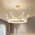 Metallic Crown Hanging Pendant Nordic Style LED Chandelier Lighting with Clear Crystal Bead Decor in Pink/Gold Gold Clearhalo 'Ceiling Lights' 'Chandeliers' Lighting' options 1651699_b74cc433-b57f-4eb2-8272-f1c67fe75e80