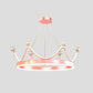 Metallic Crown Hanging Pendant Nordic Style LED Chandelier Lighting with Clear Crystal Bead Decor in Pink/Gold Clearhalo 'Ceiling Lights' 'Chandeliers' Lighting' options 1651705