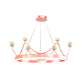 Metallic Crown Hanging Pendant Nordic Style LED Chandelier Lighting with Clear Crystal Bead Decor in Pink/Gold Clearhalo 'Ceiling Lights' 'Chandeliers' Lighting' options 1651706