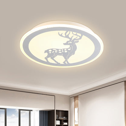Kids Moon/Star/Loving Heart Flushmount Lighting Metallic LED Bedroom Flush Mount Lamp in White White Deer Clearhalo 'Ceiling Lights' 'Close To Ceiling Lights' 'Close to ceiling' 'Flush mount' Lighting' 1651766