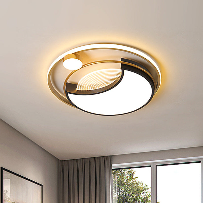 Modern LED Flush Ceiling Light with Acrylic Shade Black Square/Round Flush Mount in Warm/White Light - Black - Round - Clearhalo - 'Ceiling Lights' - 'Close To Ceiling Lights' - 'Close to ceiling' - 'Flush mount' - Lighting' - 1651809