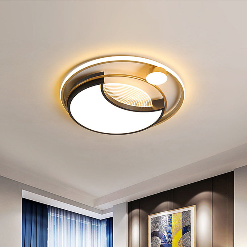 Modern LED Flush Ceiling Light with Acrylic Shade Black Square/Round Flush Mount in Warm/White Light - Clearhalo - 'Ceiling Lights' - 'Close To Ceiling Lights' - 'Close to ceiling' - 'Flush mount' - Lighting' - 1651810