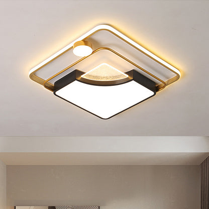 Modern LED Flush Ceiling Light with Acrylic Shade Black Square/Round Flush Mount in Warm/White Light Black Square Plate Clearhalo 'Ceiling Lights' 'Close To Ceiling Lights' 'Close to ceiling' 'Flush mount' Lighting' 1651813