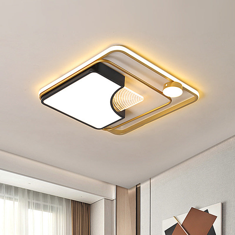 Modern LED Flush Ceiling Light with Acrylic Shade Black Square/Round Flush Mount in Warm/White Light - Clearhalo - 'Ceiling Lights' - 'Close To Ceiling Lights' - 'Close to ceiling' - 'Flush mount' - Lighting' - 1651814