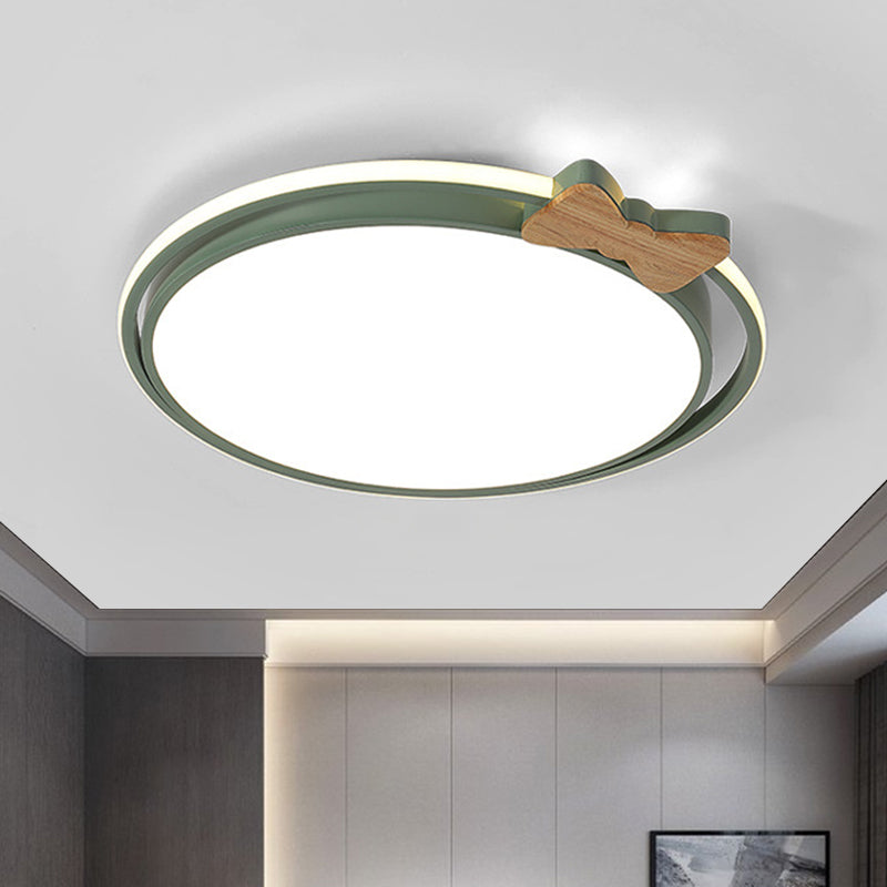 Round Flush Mount Lamp Modernism Acrylic Grey/White/Green LED Flush Ceiling Light with Bow Decor Clearhalo 'Ceiling Lights' 'Close To Ceiling Lights' 'Close to ceiling' 'Flush mount' Lighting' 1651844