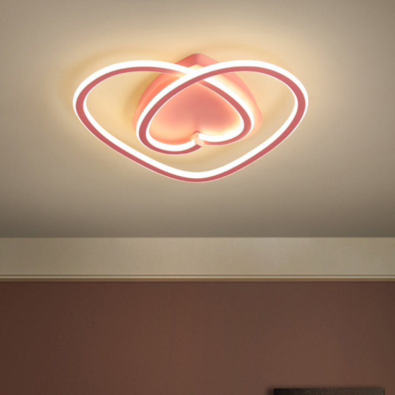 Loving Heart Bedroom Flush Mount Light Acrylic LED Modernist Ceiling Mounted Fixture in Pink/Gold - Clearhalo - 'Ceiling Lights' - 'Close To Ceiling Lights' - 'Close to ceiling' - 'Flush mount' - Lighting' - 1651851