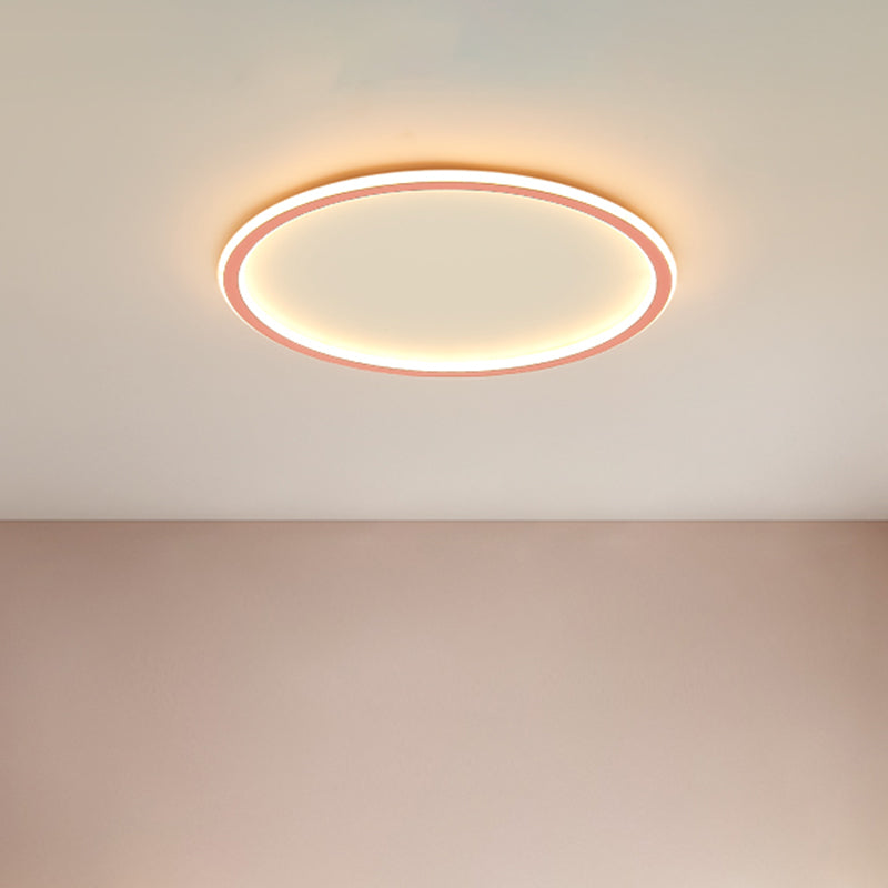 Circular Ceiling Mounted Light Minimalist Acrylic Pink/Blue LED Flush Mount Lighting for Bedroom - Clearhalo - 'Ceiling Lights' - 'Close To Ceiling Lights' - 'Close to ceiling' - 'Flush mount' - Lighting' - 1651855