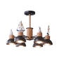 Dome Metallic Chandelier Lighting Cartoon 6 Bulbs Black/White Hanging Ceiling Light with Bear and Ship Design Clearhalo 'Ceiling Lights' 'Chandeliers' Lighting' options 1651864