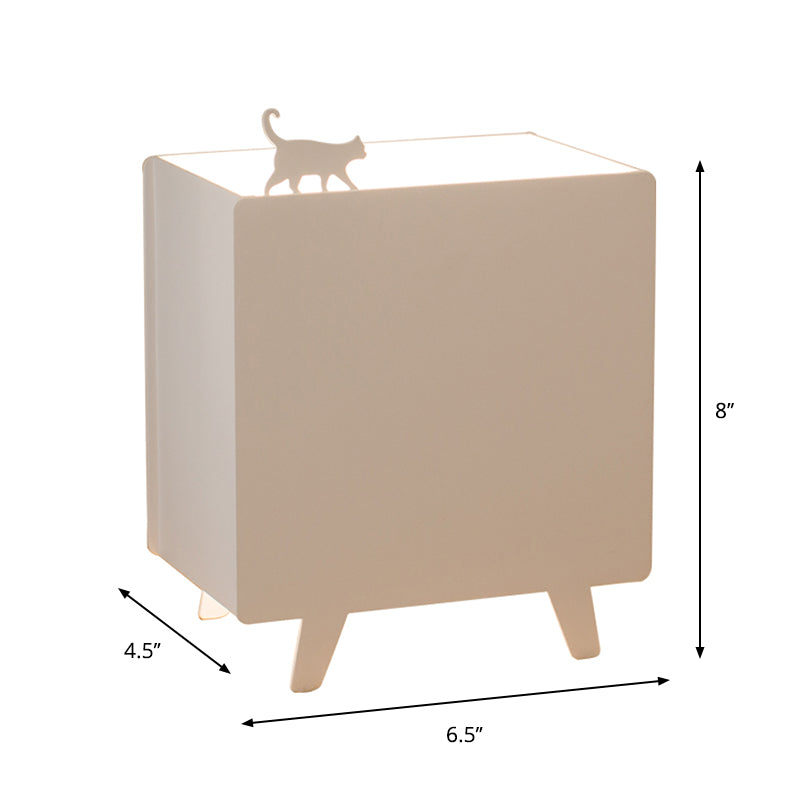 Metallic Square Reading Light Nordic 1-Light White Night Table Lamp with Iron Carving Clearhalo 'Lamps' 'Table Lamps' Lighting' 1651990