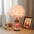 Feather Globe Study Lamp Nordic 1 Bulb Desk Light with Bottle Base and Inner Flower Decor in Grey/White/Pink White Clearhalo 'Lamps' 'Table Lamps' Lighting' 1652007
