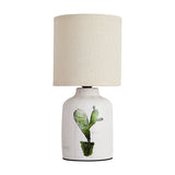 Cylinder Desk Lamp Modernist Paper 1-Light White Table Light with Ceramic Base and Cactus Pattern Clearhalo 'Lamps' 'Table Lamps' Lighting' 1652046