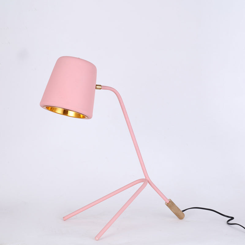 Pink/Yellow/Green Finish Cone Desk Light Macaron 1 Light Metal Tripod Reading Lamp for Bedroom Clearhalo 'Lamps' 'Table Lamps' Lighting' 1652066