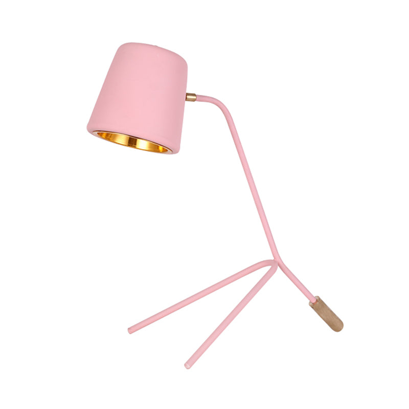 Pink/Yellow/Green Finish Cone Desk Light Macaron 1 Light Metal Tripod Reading Lamp for Bedroom Clearhalo 'Lamps' 'Table Lamps' Lighting' 1652067