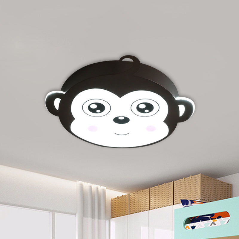 Pink/Coffee Monkey Close to Ceiling Lamp Cartoon LED Metallic Flush Mount Fixture for Children Room - Clearhalo - 'Ceiling Lights' - 'Close To Ceiling Lights' - 'Close to ceiling' - 'Flush mount' - Lighting' - 1652074