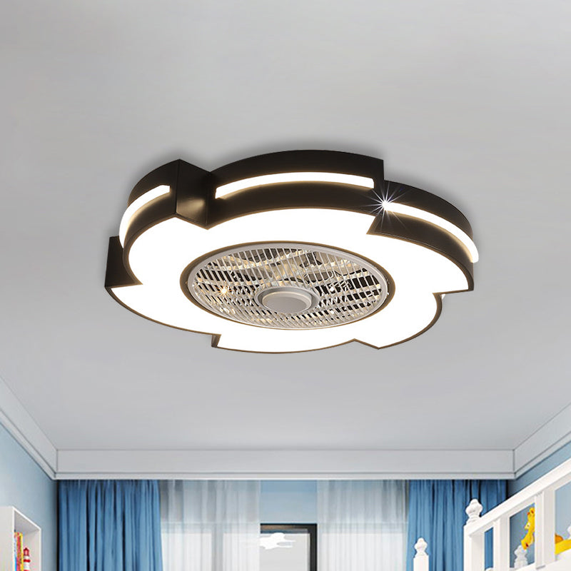 21.5" Wide Windmill LED Ceiling Fan Lamp Minimalist Acrylic White/Black/Blue Semi Flushmount Lighting Clearhalo 'Ceiling Fans with Lights' 'Ceiling Fans' 'Modern Ceiling Fans' 'Modern' Lighting' 1652110