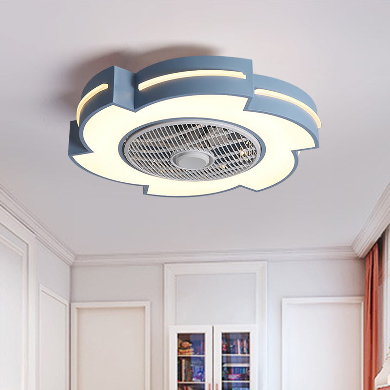 21.5" Wide Windmill LED Ceiling Fan Lamp Minimalist Acrylic White/Black/Blue Semi Flushmount Lighting Clearhalo 'Ceiling Fans with Lights' 'Ceiling Fans' 'Modern Ceiling Fans' 'Modern' Lighting' 1652115