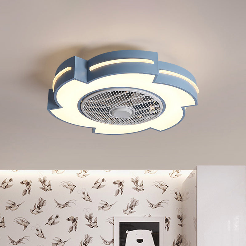 21.5" Wide Windmill LED Ceiling Fan Lamp Minimalist Acrylic White/Black/Blue Semi Flushmount Lighting Clearhalo 'Ceiling Fans with Lights' 'Ceiling Fans' 'Modern Ceiling Fans' 'Modern' Lighting' 1652116