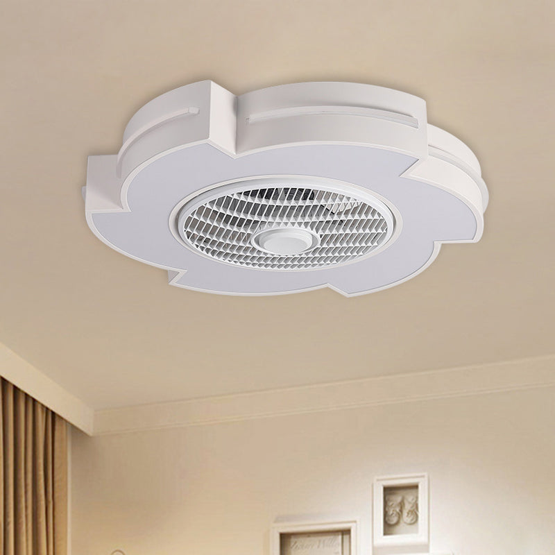 21.5" Wide Windmill LED Ceiling Fan Lamp Minimalist Acrylic White/Black/Blue Semi Flushmount Lighting White Clearhalo 'Ceiling Fans with Lights' 'Ceiling Fans' 'Modern Ceiling Fans' 'Modern' Lighting' 1652122