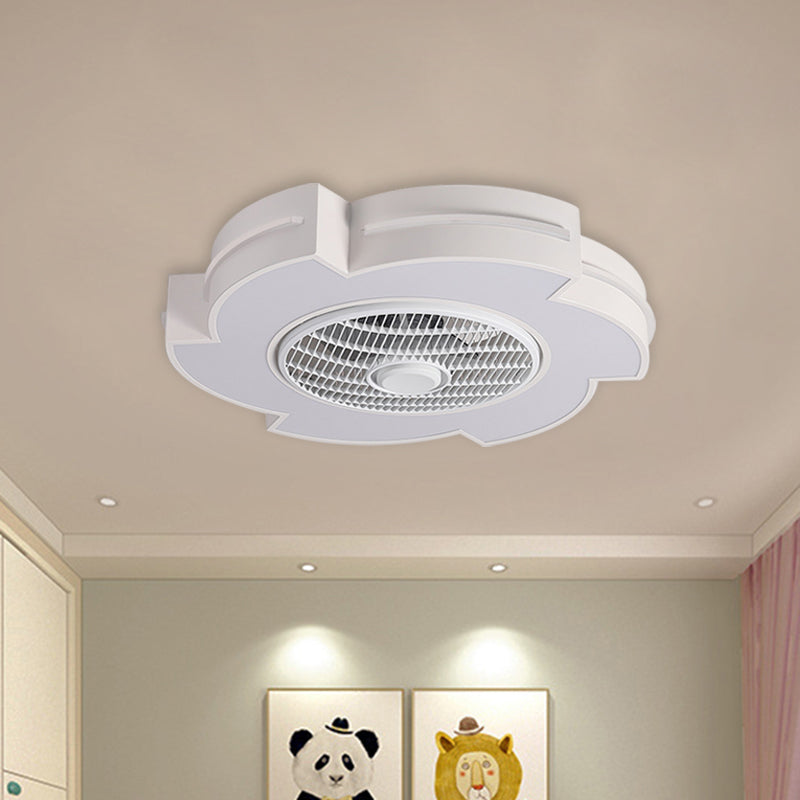 21.5" Wide Windmill LED Ceiling Fan Lamp Minimalist Acrylic White/Black/Blue Semi Flushmount Lighting Clearhalo 'Ceiling Fans with Lights' 'Ceiling Fans' 'Modern Ceiling Fans' 'Modern' Lighting' 1652124